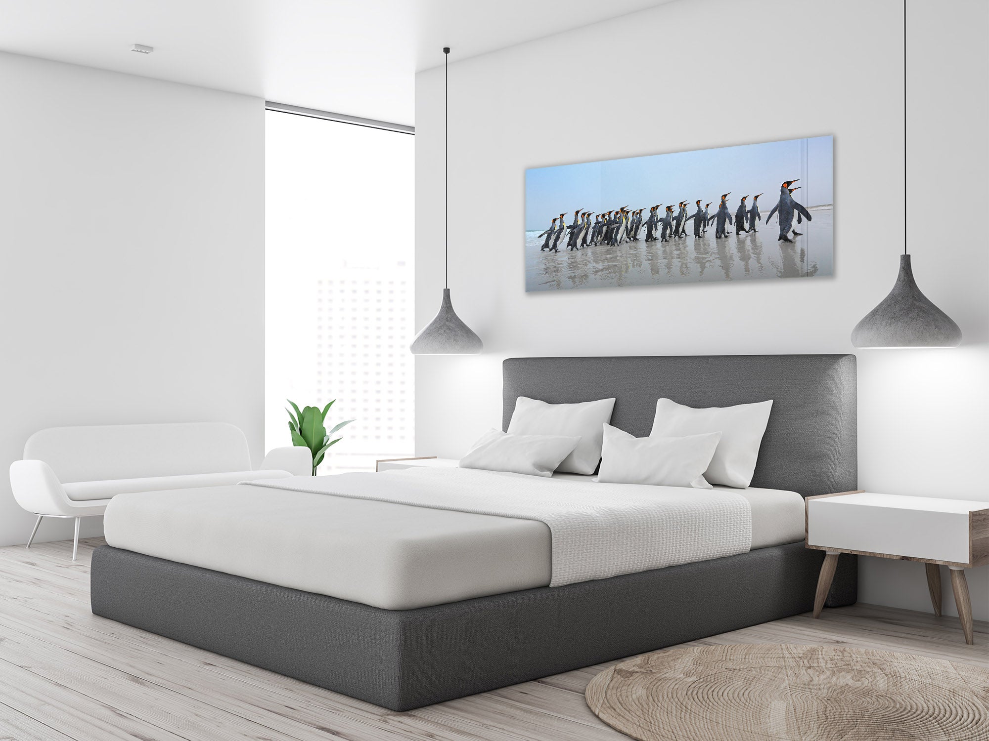 Wall Art Glass Print Picture – Available in 5 different sizes – Animals Series 02: Group of King penguins