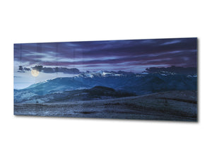 Graphic Art Print on Glass – Available in 5 different sizes – Nature Series 01B: Highland landscape by night