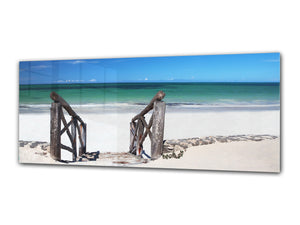 Glass Print Wall Art – Image on Glass 125 x 50 cm (≈ 50” x 20”) ; Beach 2