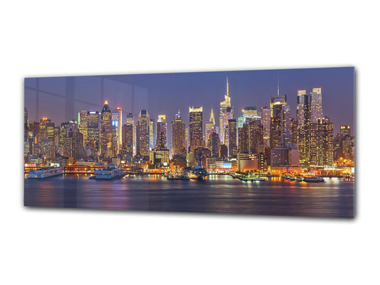 Glass Print Wall Art – Image on Glass 125 x 50 cm (? 50” x 20”) ; City by Night 25