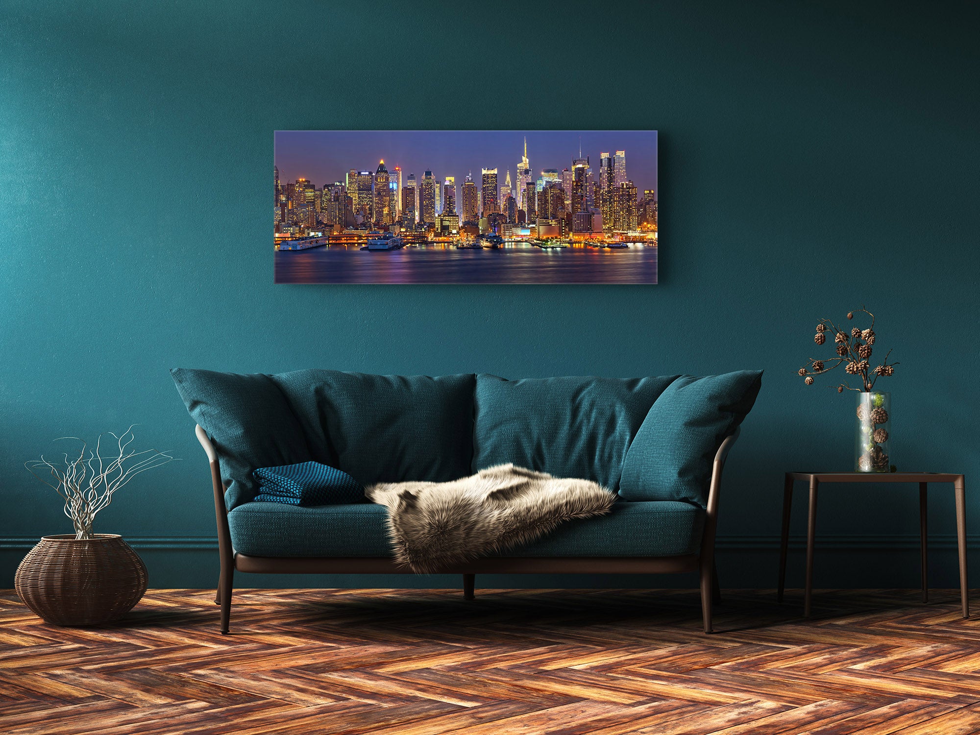 Glass Print Wall Art – Image on Glass 125 x 50 cm (? 50” x 20”) ; City by Night 25