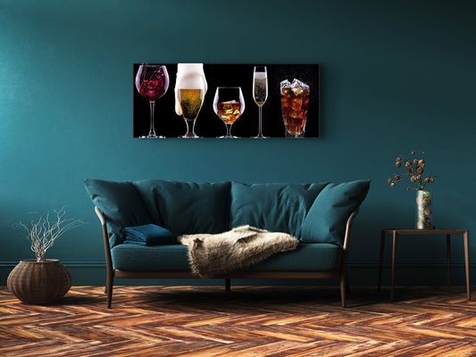 Glass Print Wall Art – Image on Glass 125 x 50 cm (? 50” x 20”) ; Drinks 2