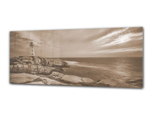 Glass Print Wall Art – Image on Glass 125 x 50 cm (≈ 50” x 20”) ; Lighthouse 2