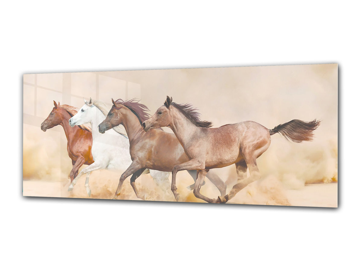 Glass Print Wall Art – Image on Glass 125 x 50 cm (? 50” x 20”) ; Horses 7