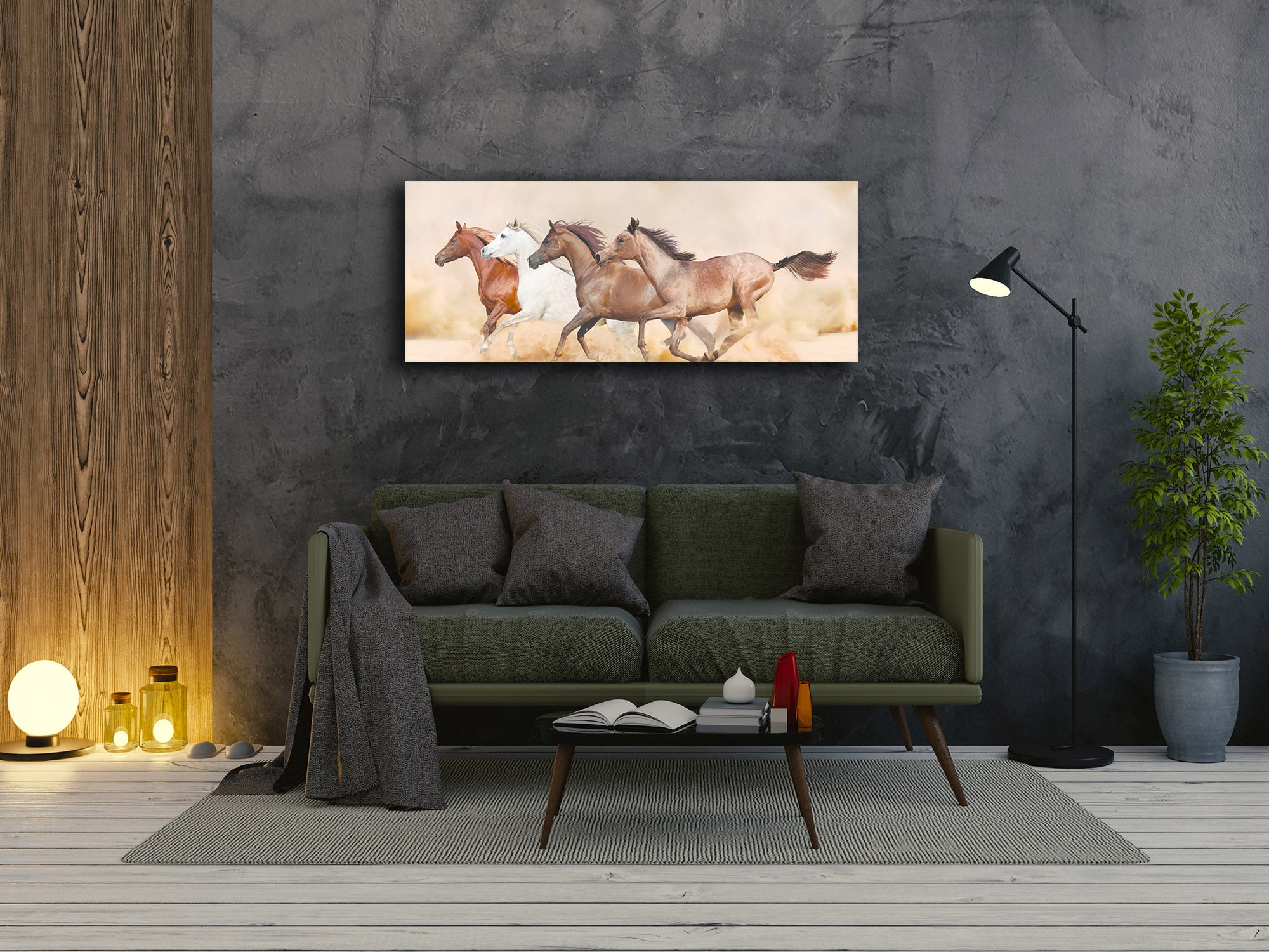 Glass Print Wall Art – Image on Glass 125 x 50 cm (? 50” x 20”) ; Horses 7