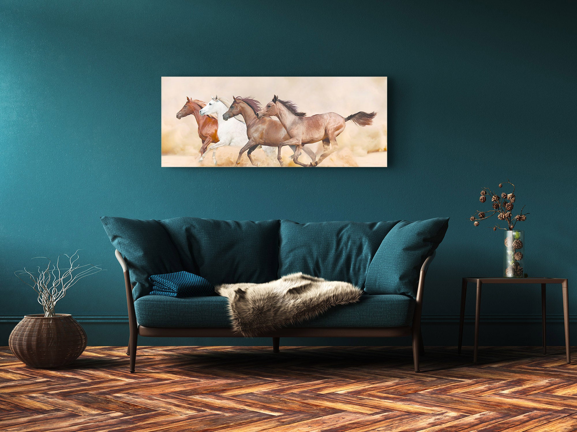Glass Print Wall Art – Image on Glass 125 x 50 cm (? 50” x 20”) ; Horses 7