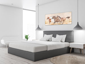 Glass Print Wall Art – Image on Glass 125 x 50 cm (≈ 50” x 20”) ; Horses 7