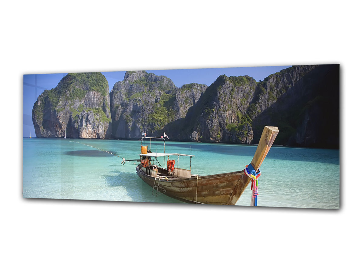 Glasdruck-Wandkunst – Bild auf Glas 125 x 50 cm (≈ 50” x 20”) ; Schiff