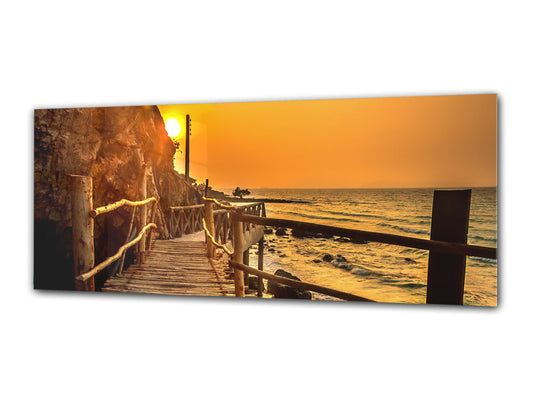 Glasdruck-Wandkunst – Bild auf Glas 125 x 50 cm (≈ 50” x 20”) ; Sonnenuntergang 11