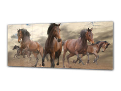 Glass Print Wall Art – Image on Glass 125 x 50 cm (? 50” x 20”) ; Running horses