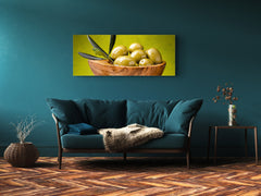 Glass Print Wall Art – Image on Glass 125 x 50 cm (? 50” x 20”) ; Olives 1