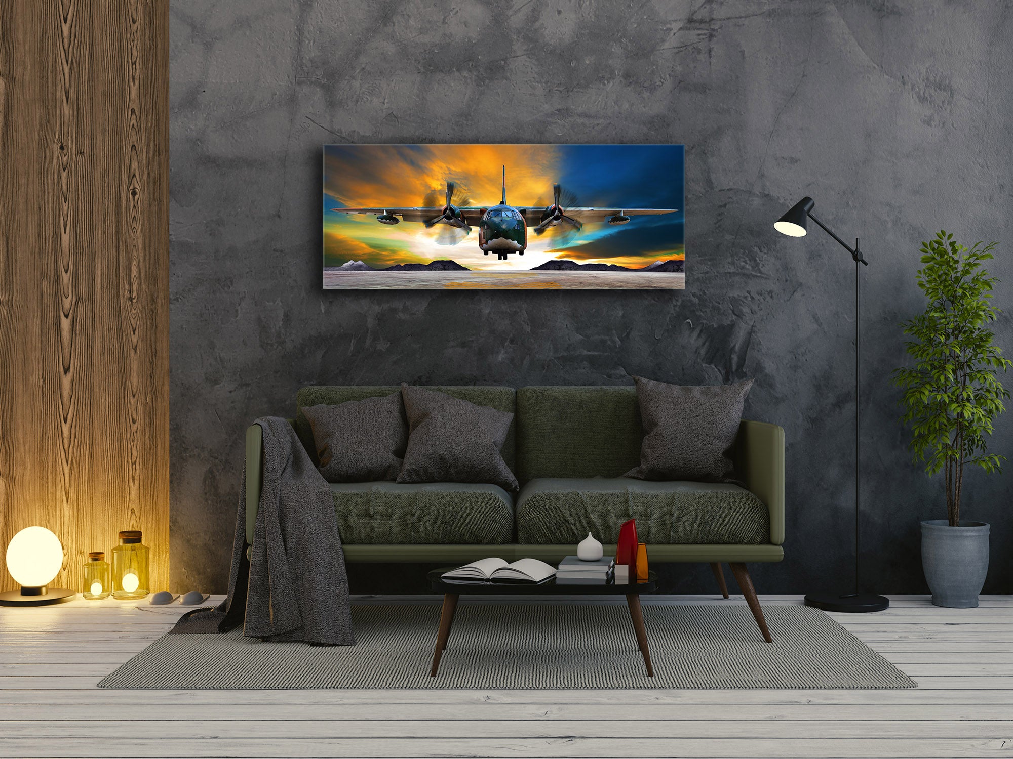 Glasdruck-Wandkunst – Bild auf Glas 125 x 50 cm (≈ 50” x 20”) ; Flugzeug