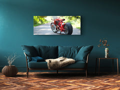 Glasdruck-Wandkunst – Bild auf Glas 125 x 50 cm (≈ 50” x 20”) ; Motorrad 3