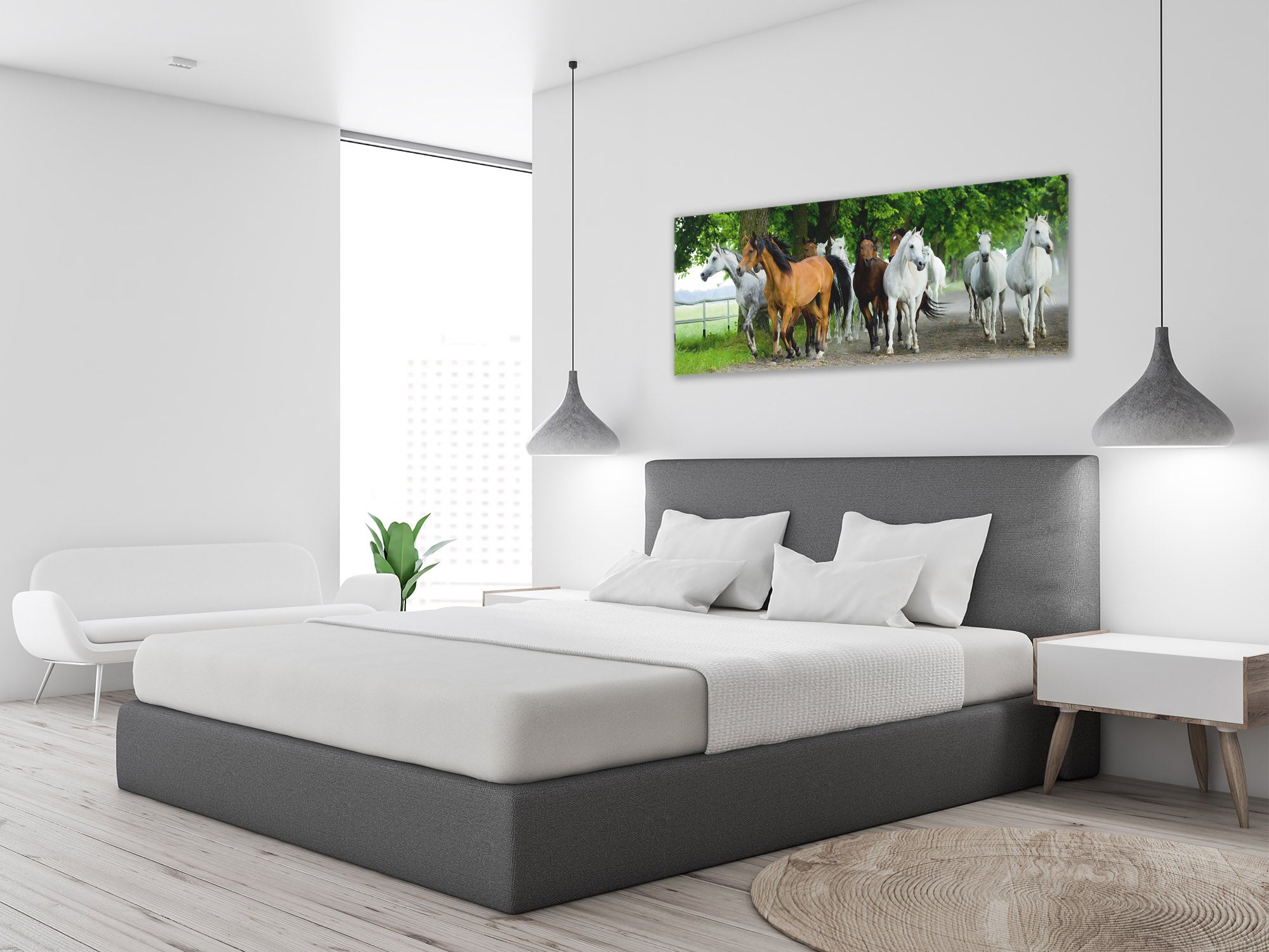 Glass Print Wall Art – Image on Glass 125 x 50 cm (? 50” x 20”) ; Horses 5
