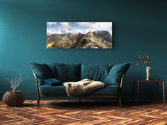 Arte mural con impresión en vidrio: imagen sobre vidrio de 125 x 50 cm (≈ 50” x 20”); Montañas 17