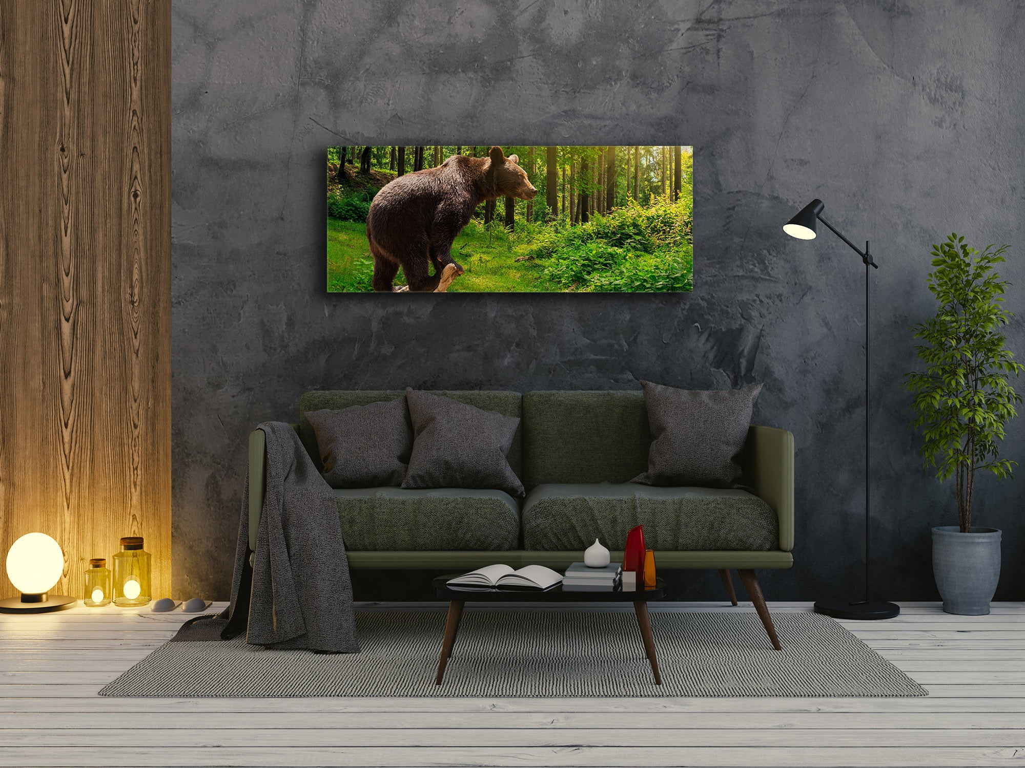 Glass Print Wall Art – Image on Glass 125 x 50 cm (? 50” x 20”) ; Bear