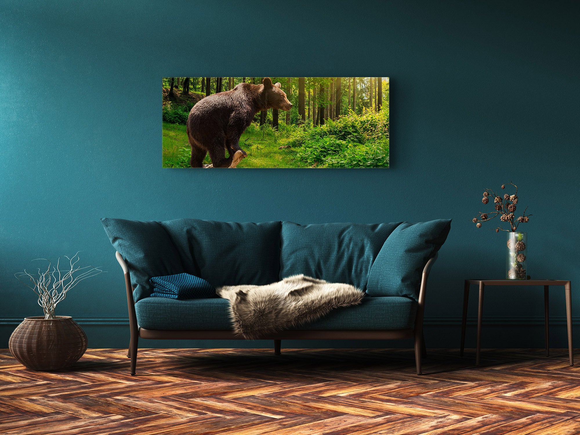 Glass Print Wall Art – Image on Glass 125 x 50 cm (? 50” x 20”) ; Bear