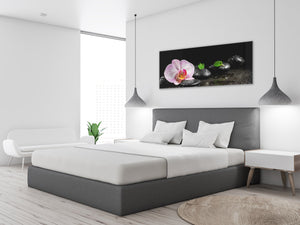 Glass Print Wall Art – Image on Glass 125 x 50 cm (≈ 50” x 20”) ; Orchid 9