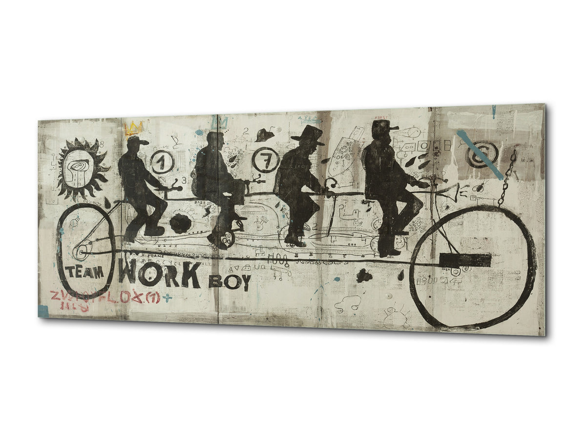 Wall Art Glass Print Canvas Picture – Available in 5 different sizes – Miscellanous Series 05: Sports bike in the style of graffiti