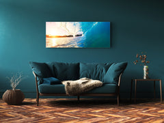 Glass Print Wall Art – Image on Glass 125 x 50 cm (? 50” x 20”) ; Waves