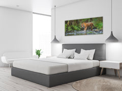 Wall Art Glass Print Picture – Available in 5 different sizes – Animals Series 02: Tiger walking in the water