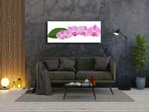 Glass Print Wall Art – Image on Glass 125 x 50 cm (≈ 50” x 20”) ; Orchid 8