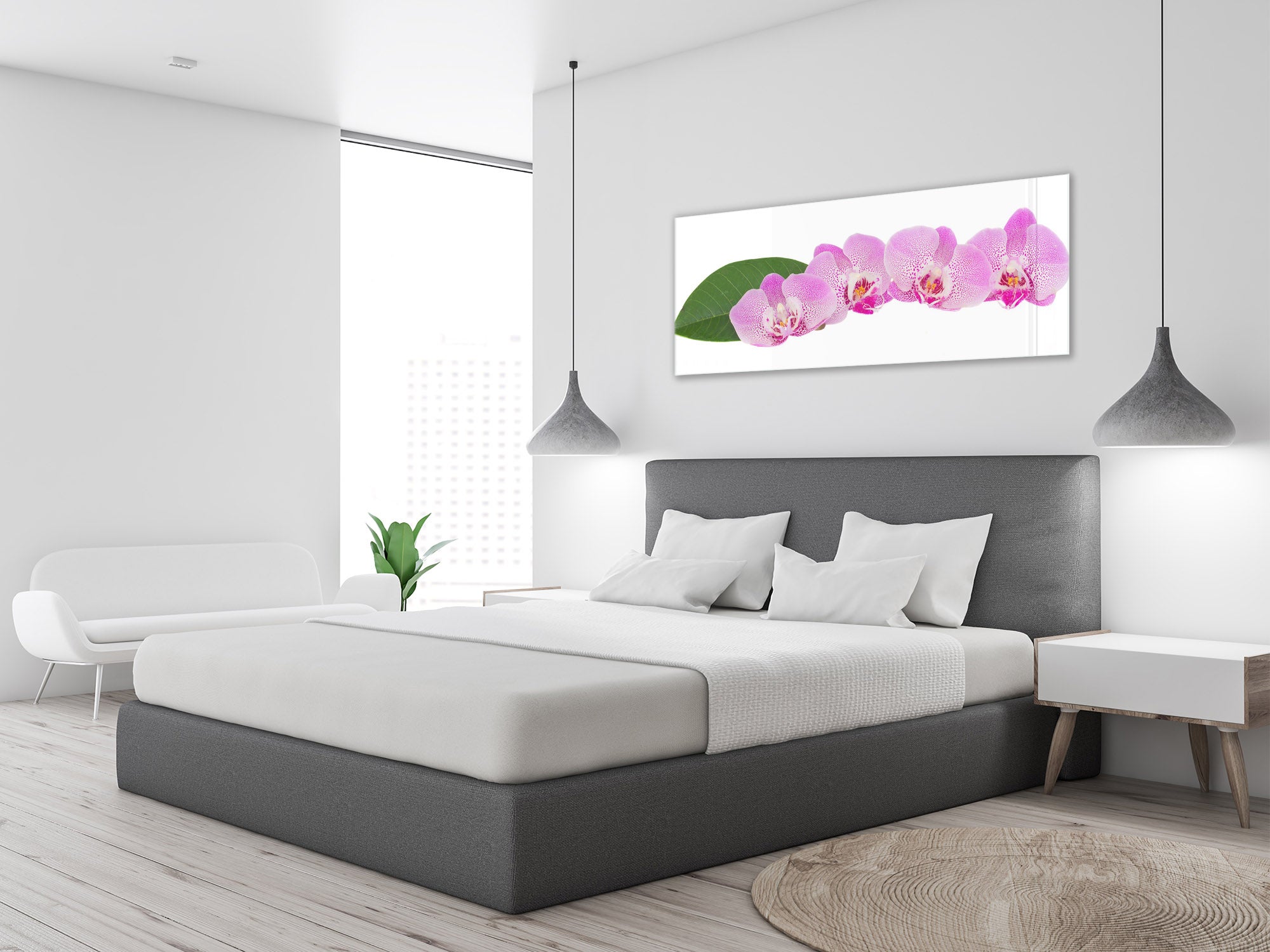 Glass Print Wall Art – Image on Glass 125 x 50 cm (? 50” x 20”) ; Orchid 8