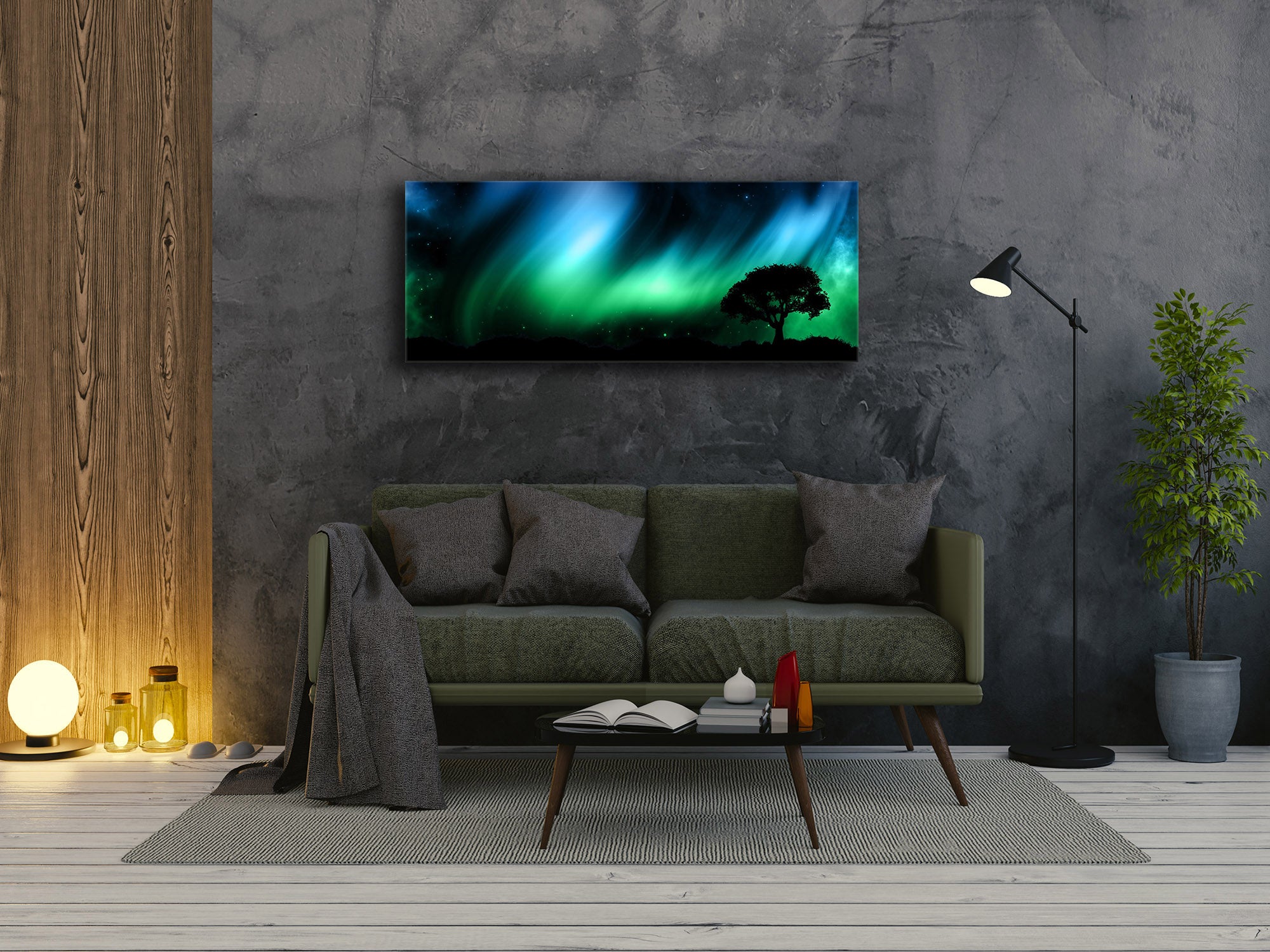 Glass Print Wall Art – Image on Glass 125 x 50 cm (? 50” x 20”) ; Aurora australis