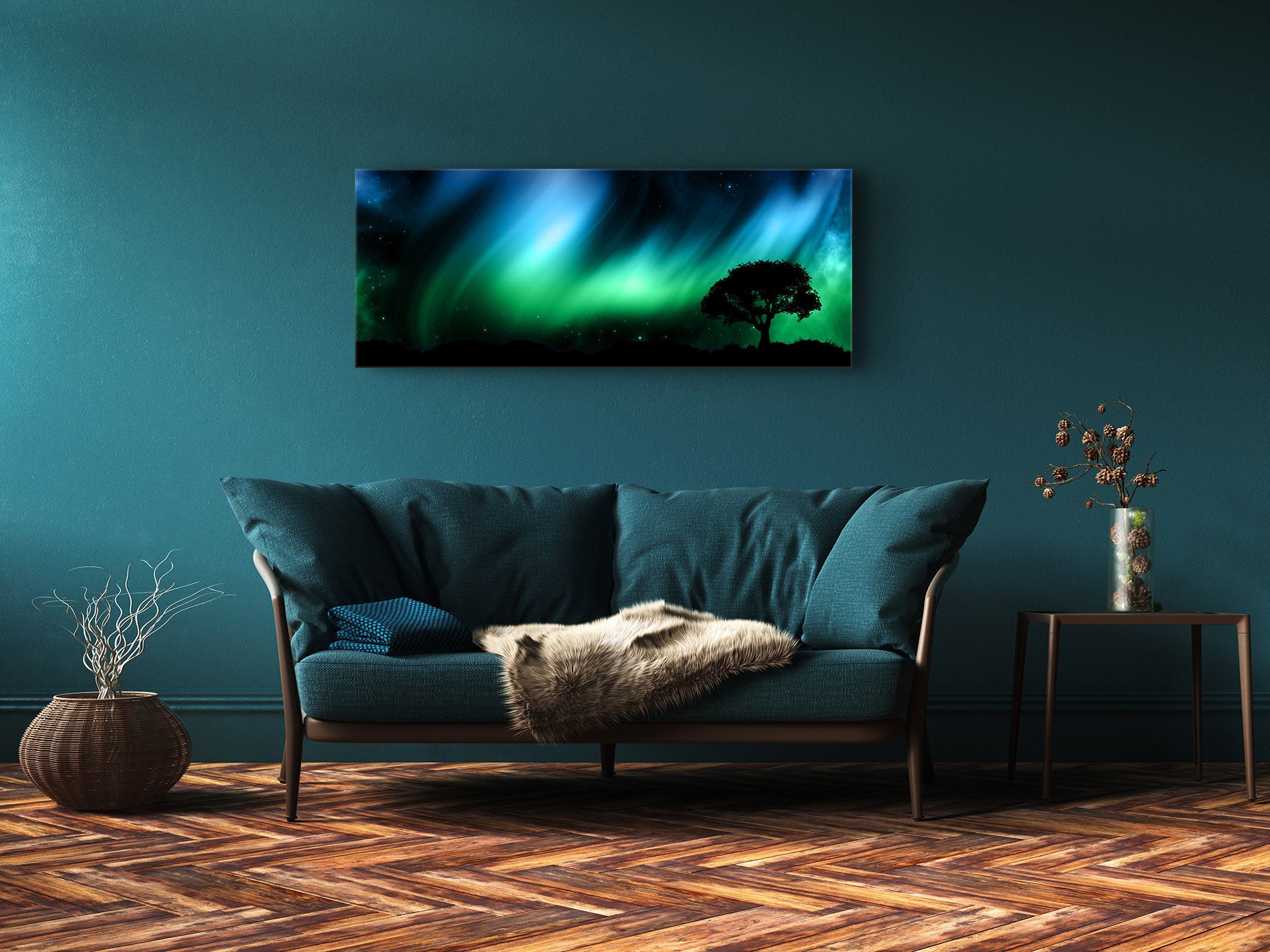 Glass Print Wall Art – Image on Glass 125 x 50 cm (? 50” x 20”) ; Aurora australis