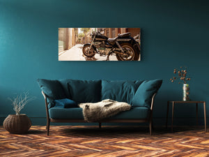Glass Print Wall Art – Image on Glass 125 x 50 cm (≈ 50” x 20”) ; Motorcycle 2
