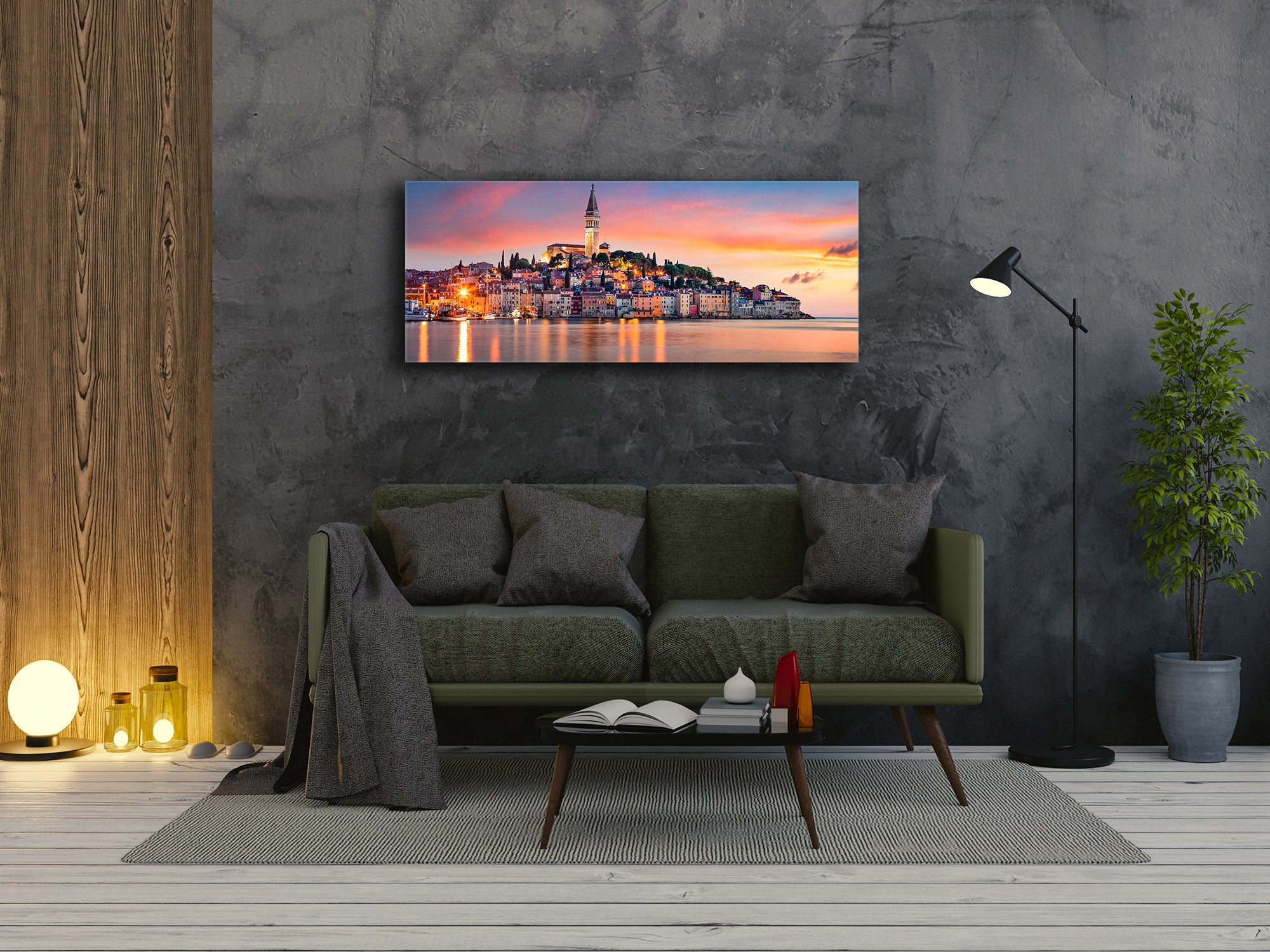 Beautiful Quality Glass Print Picture – Available in 5 different sizes – Cities Series 04: Colorful evening seascape of Adriatic Sea