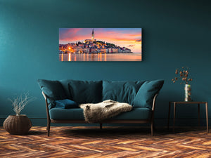 Beautiful Quality Glass Print Picture – Available in 5 different sizes – Cities Series 04: Colorful evening seascape of Adriatic Sea