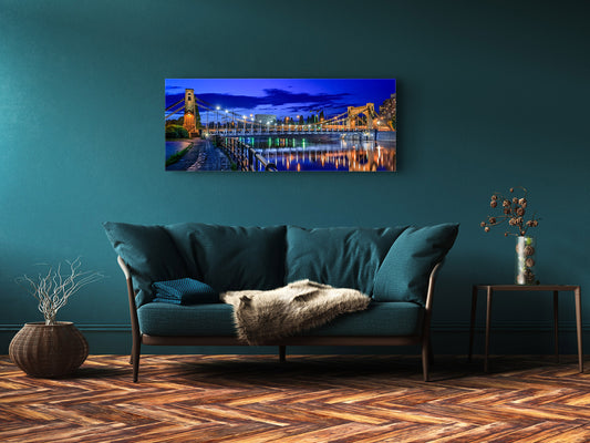 Glass Print Wall Art – Image on Glass 125 x 50 cm (? 50” x 20”) ; Bridge by night