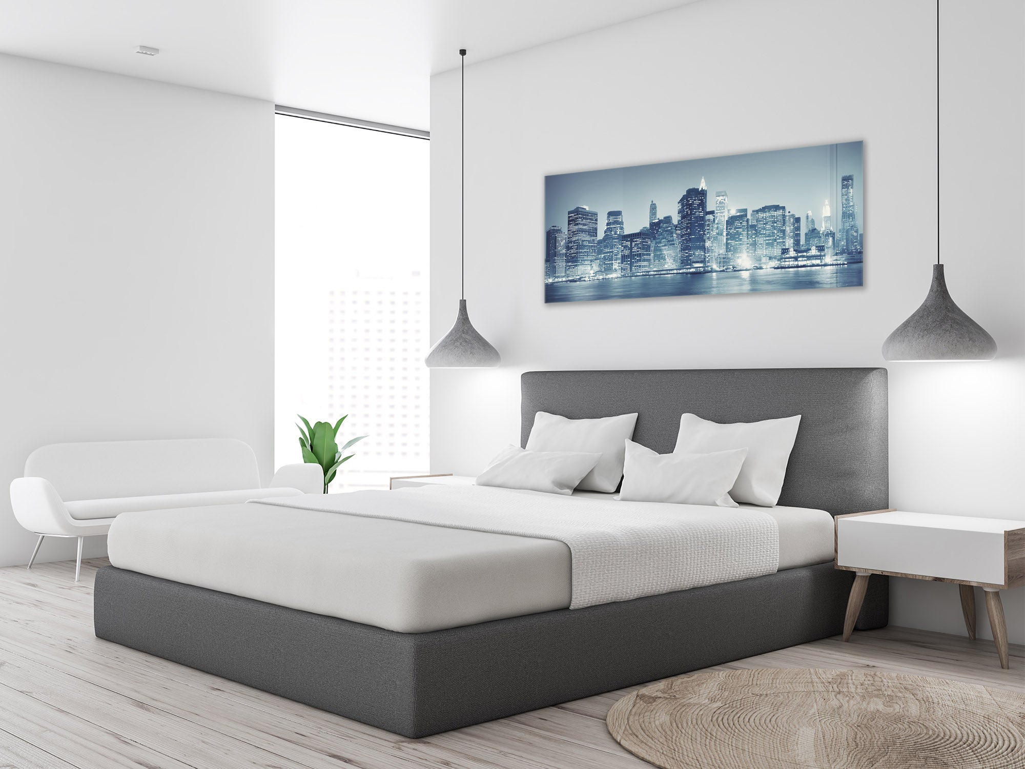 Glass Print Wall Art – Image on Glass 125 x 50 cm (? 50” x 20”) ; City by Night 27