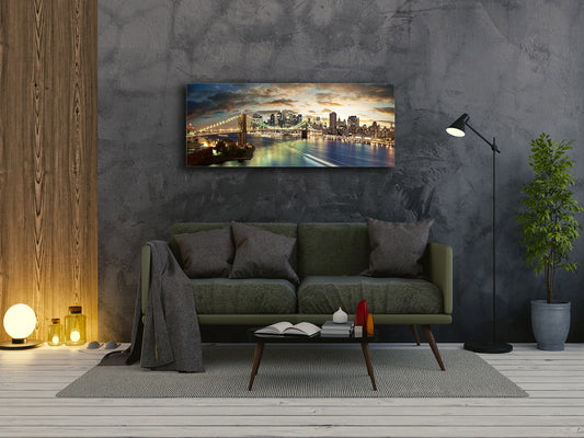 Cuadro de pared tras vidrio templado 125 x 50 cm (≈ 50” x 20”); Ciudad 5