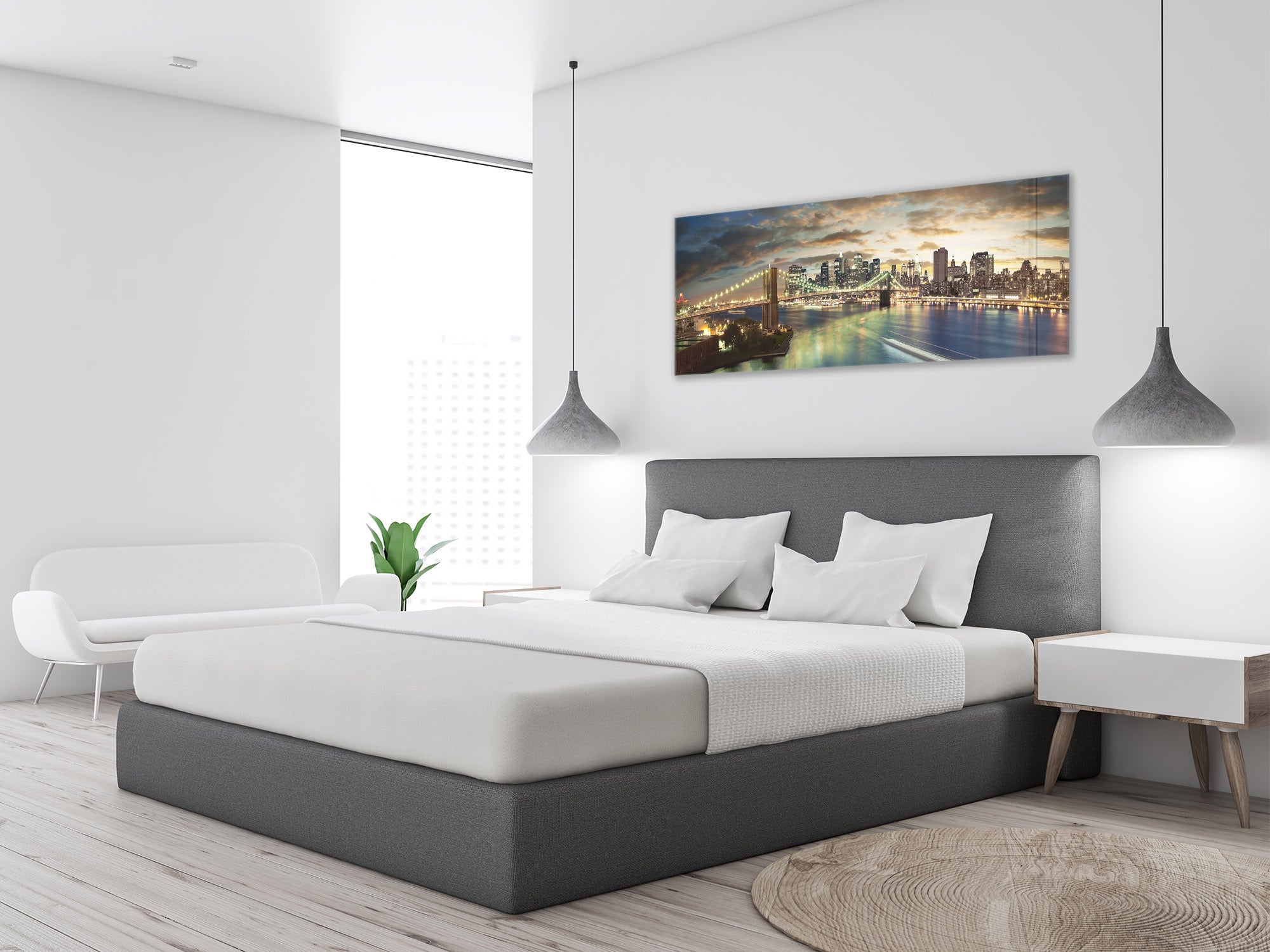 Wall Picture behind Tempered Glass 125 x 50 cm (? 50” x 20”) ; City 5