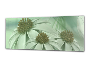 Glass Print Wall Art – Image on Glass 125 x 50 cm (≈ 50” x 20”) ; Flowers 24