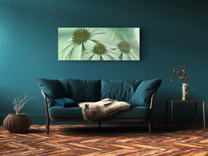 Glass Print Wall Art – Image on Glass 125 x 50 cm (≈ 50” x 20”) ; Flowers 24