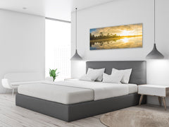 Modern Glass Picture – Available in 5 different sizes – Nature Series 01C: Sunrise over the lake
