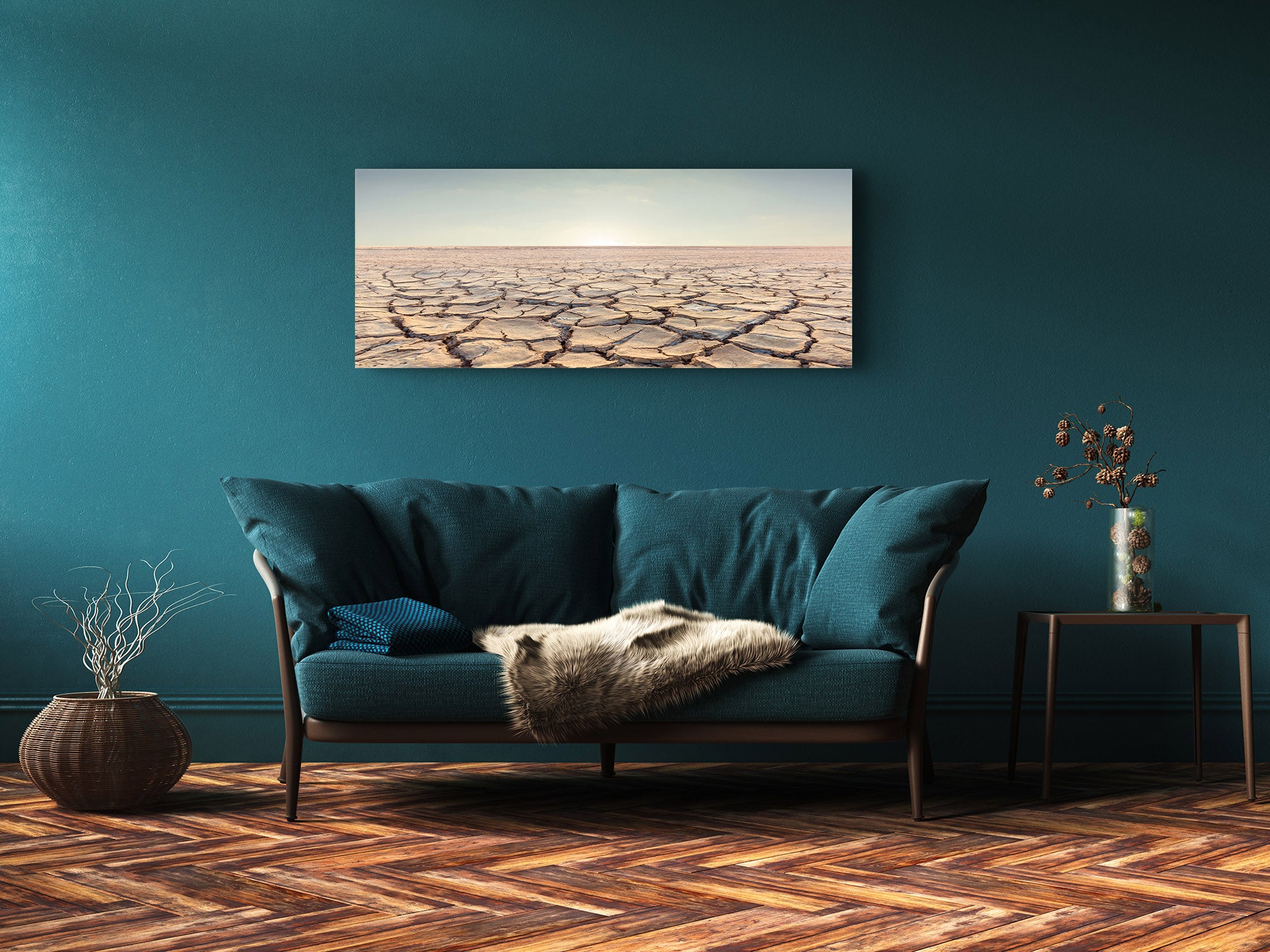 Modern Glass Picture – Available in 5 different sizes – Nature Series 01C: Desert on sunset sky