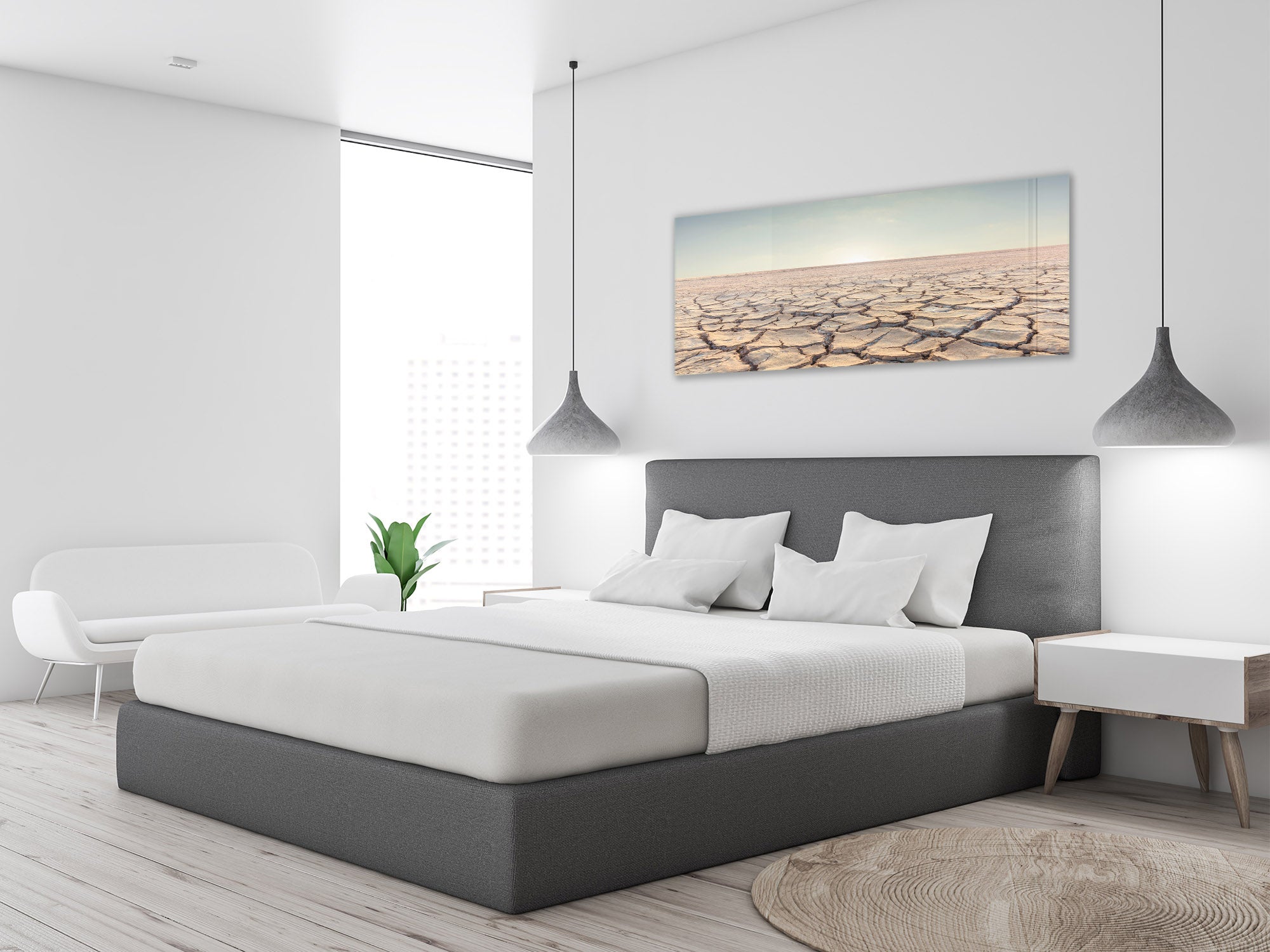 Modern Glass Picture – Available in 5 different sizes – Nature Series 01C: Desert on sunset sky