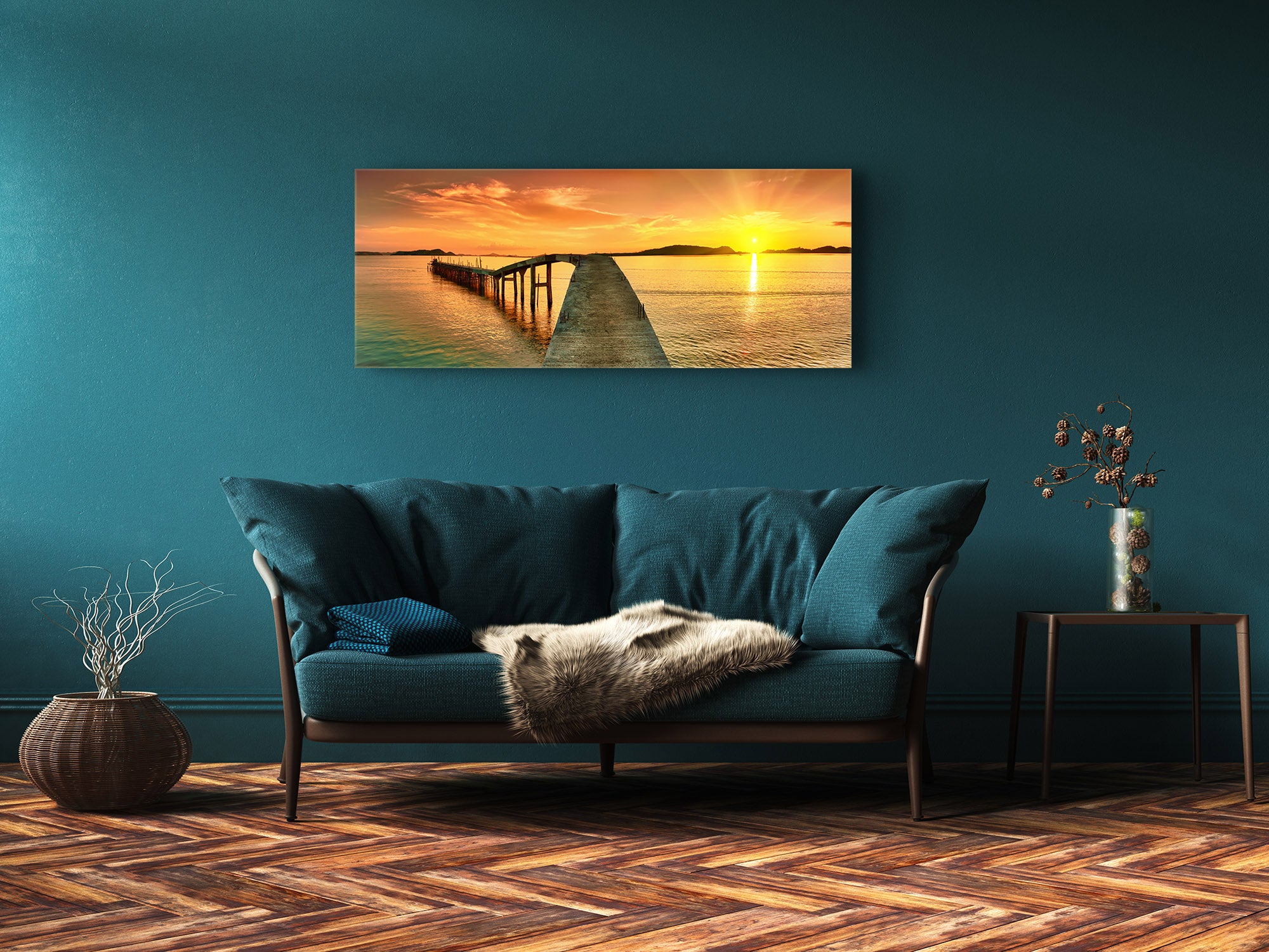 Glass Print Wall Art – Image on Glass 125 x 50 cm (? 50” x 20”) ; Pier 8