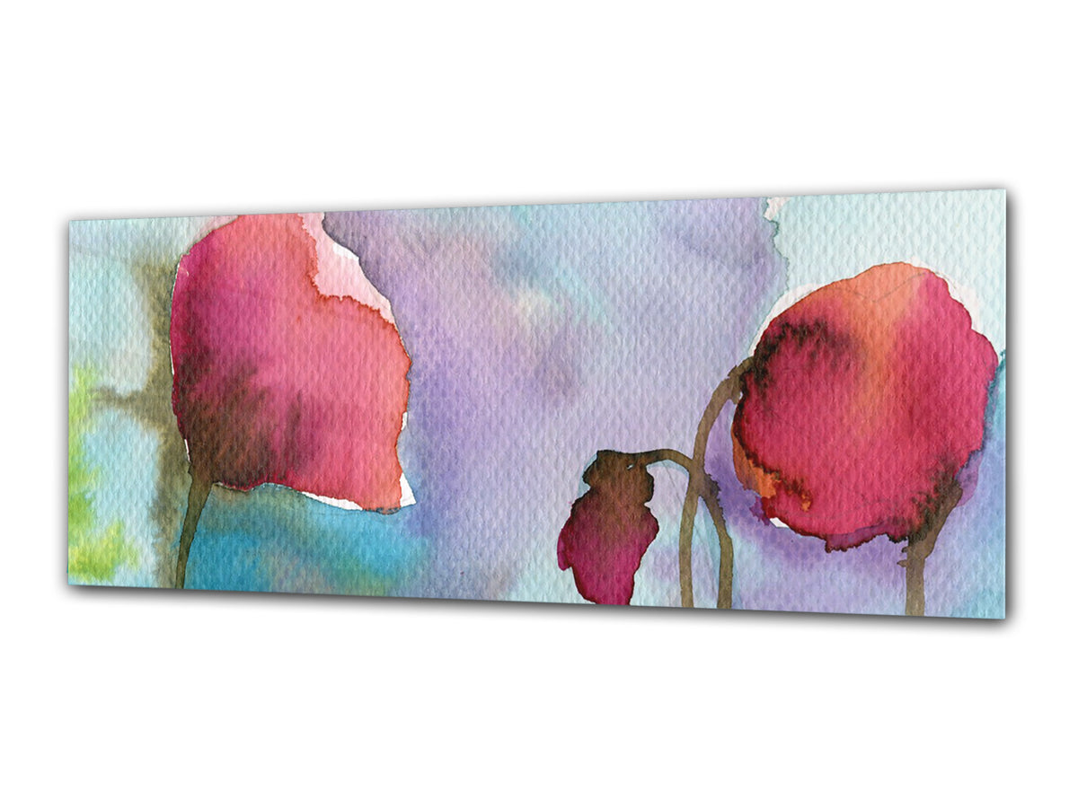 Glass Print Wall Art – Image on Glass 125 x 50 cm (? 50” x 20”) ; Poppies 5
