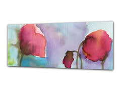 Glass Print Wall Art – Image on Glass 125 x 50 cm (? 50” x 20”) ; Poppies 5