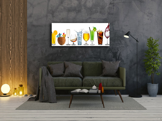 Glass Print Wall Art – Image on Glass 125 x 50 cm (? 50” x 20”) ; Drinks 3