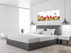 Glass Print Wall Art – Image on Glass 125 x 50 cm (? 50” x 20”) ; Poppies 7