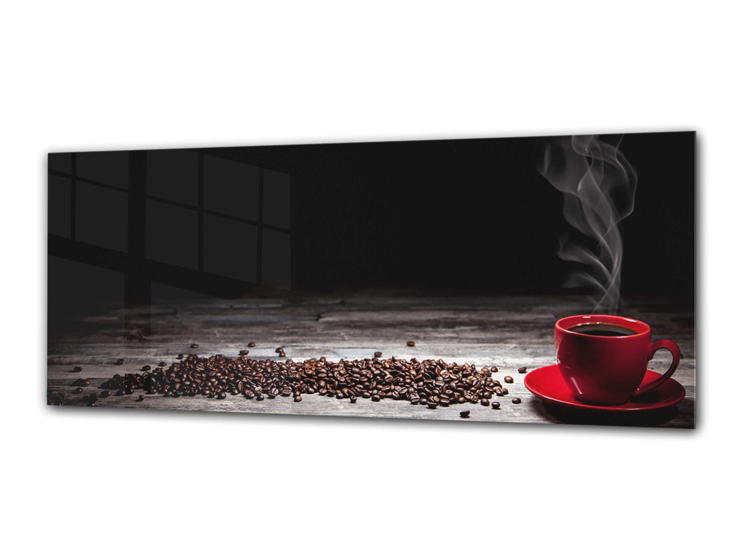 Glass Print Wall Art – Image on Glass 125 x 50 cm (? 50” x 20”) ; Coffee 1