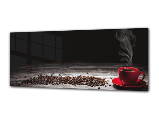 Glass Print Wall Art – Image on Glass 125 x 50 cm (? 50” x 20”) ; Coffee 1