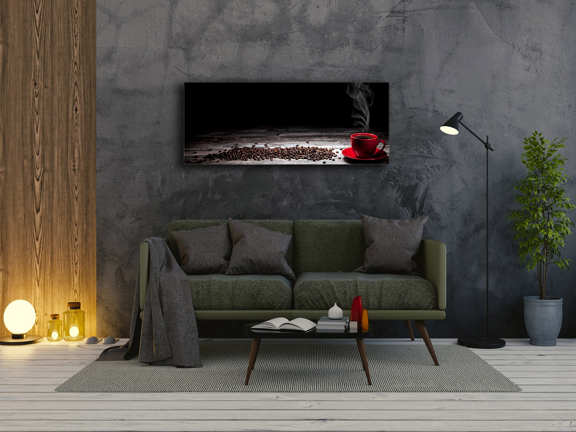 Glass Print Wall Art – Image on Glass 125 x 50 cm (? 50” x 20”) ; Coffee 1