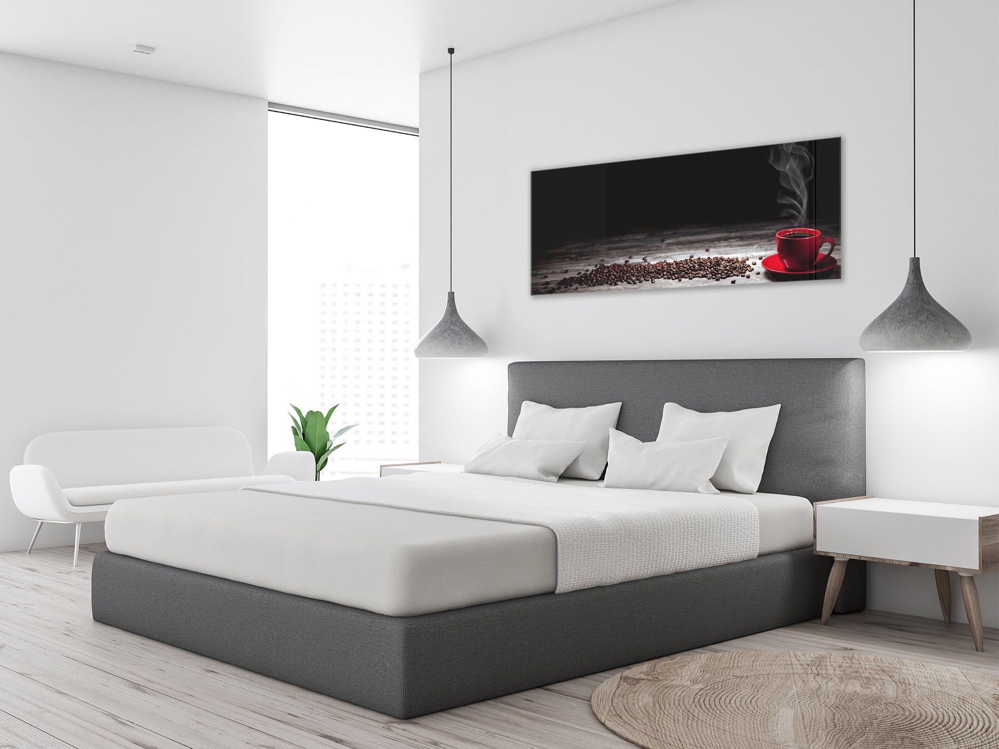 Glass Print Wall Art – Image on Glass 125 x 50 cm (? 50” x 20”) ; Coffee 1